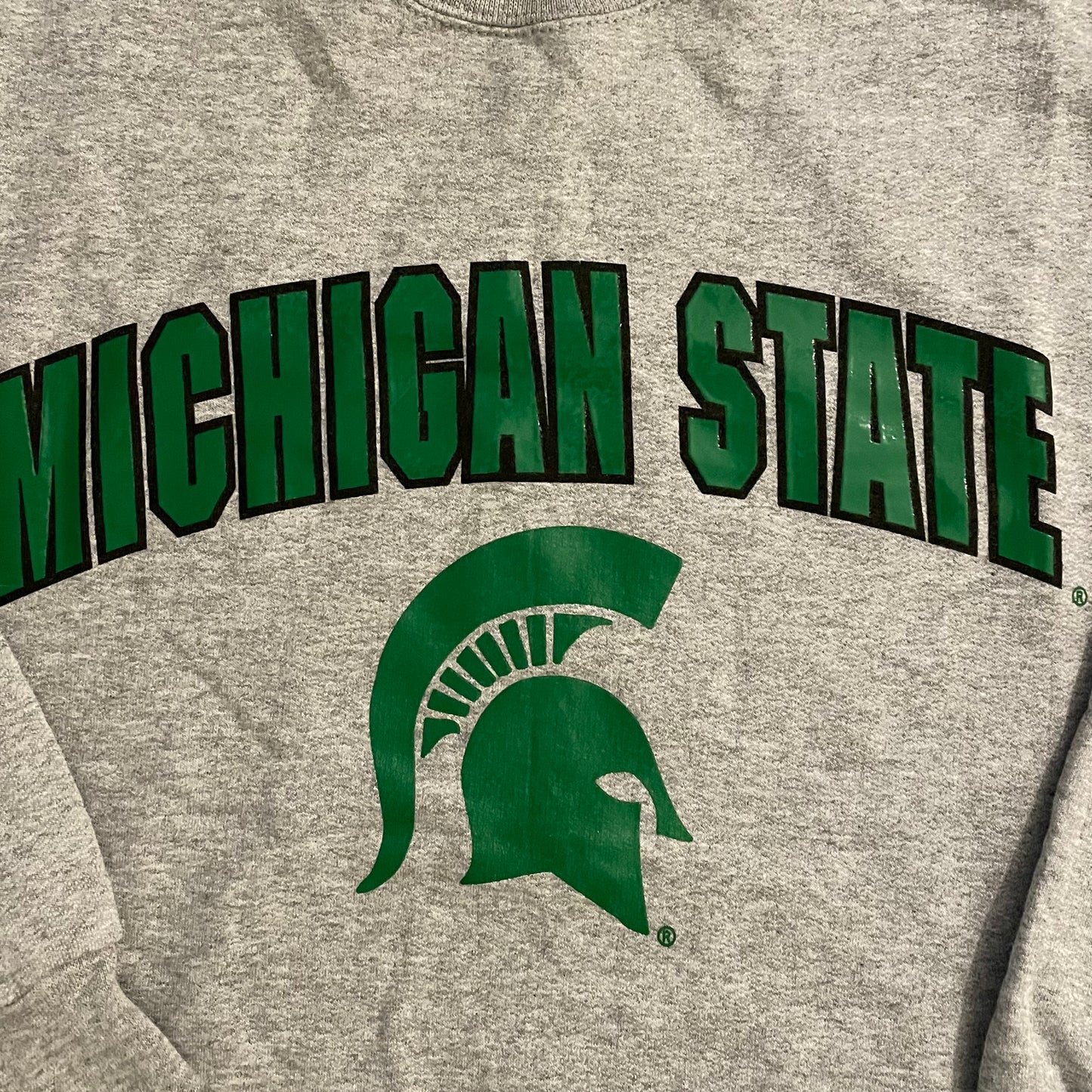 Hanes Crewneck w/ Bright Green Lettering