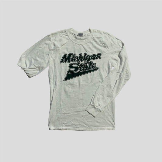 Cursive Michigan State White Long Sleeve