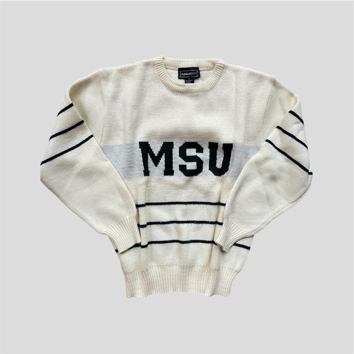 Cream Striped MSU Sweater