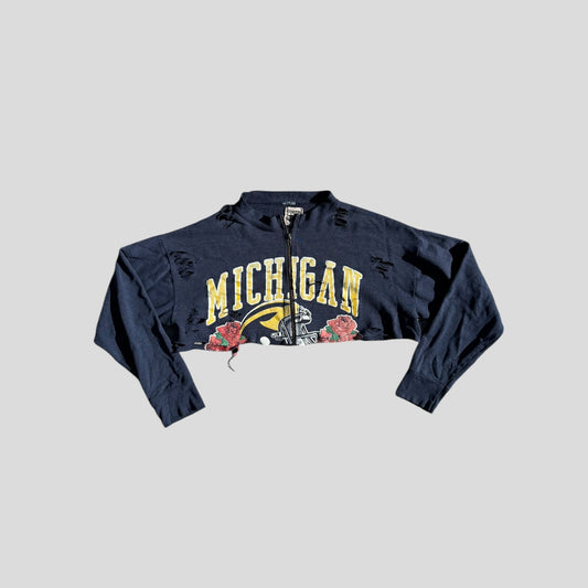 Zip Up Distressed Vintage Crew