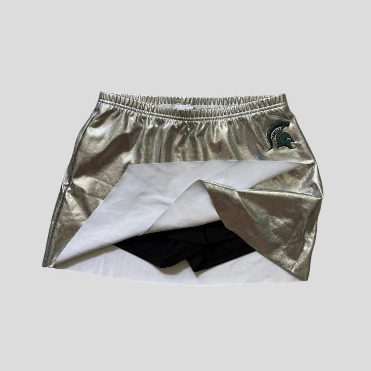 Metallic Mini Silver Skort