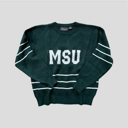 Vintage Striped MSU Sweater